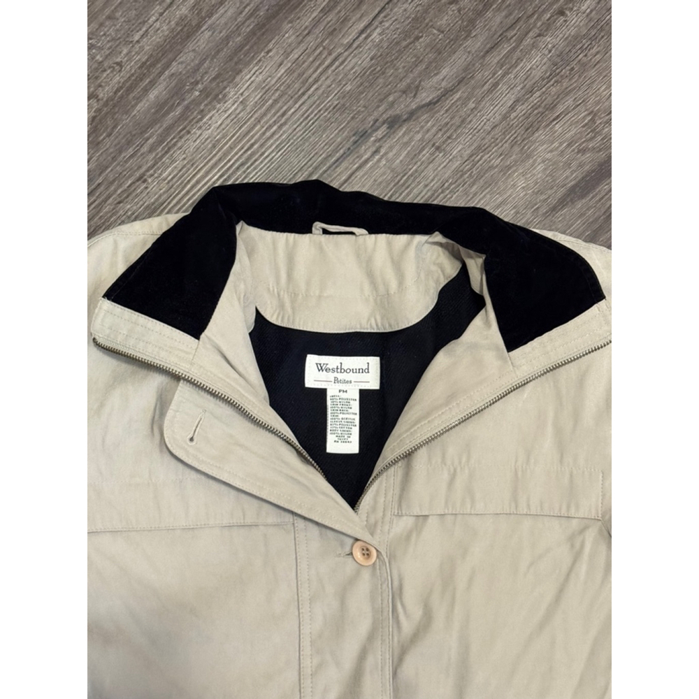 Vtg Westbound Petites Women's Khaki Tan Utility Chore Jacket Sz Med Petite - Picture 4 of 8
